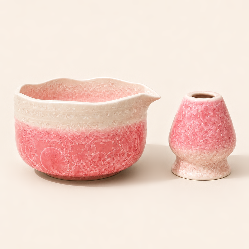 A Hanakessho crystalline-glazed matcha bowl